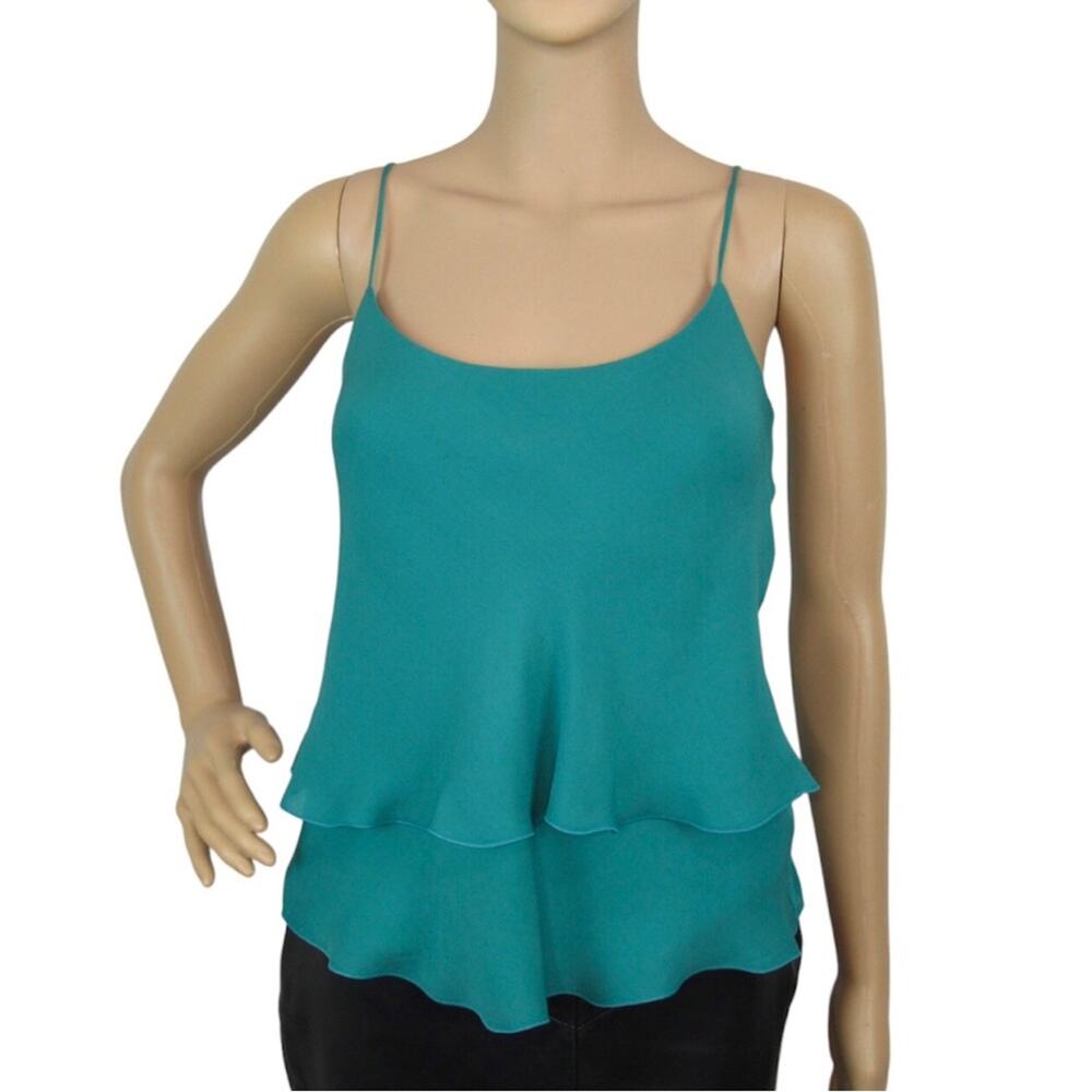 EMPORIO ARMANI Teal Silk Tiered Layered Cami Camisole Women’s Size XS